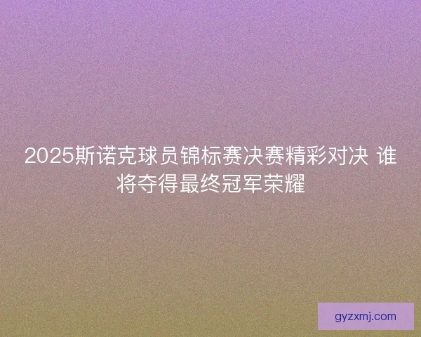 2025斯诺克球员锦标赛决赛精彩对决 谁将夺得最终冠军荣耀