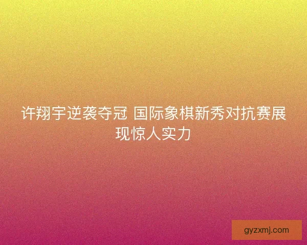 许翔宇逆袭夺冠 国际象棋新秀对抗赛展现惊人实力